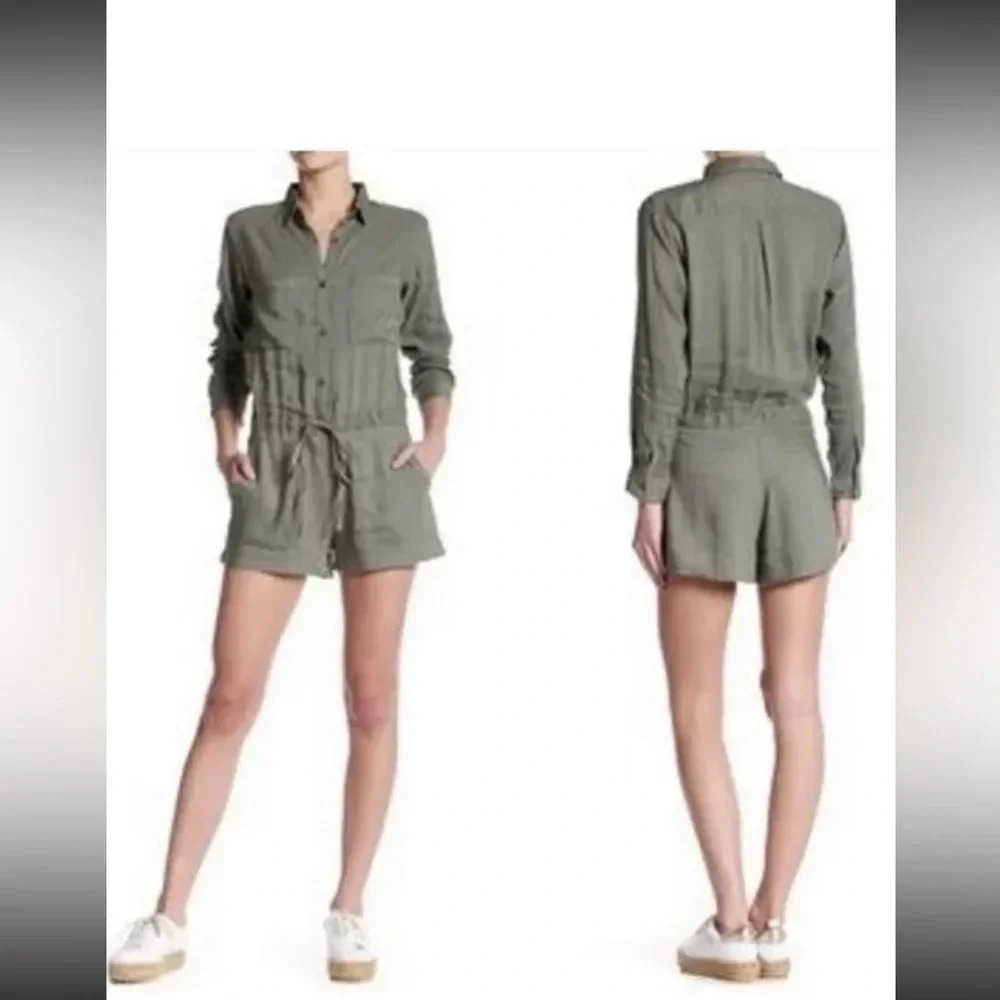 Rails Bryant Long-Sleeve olive green Romper M